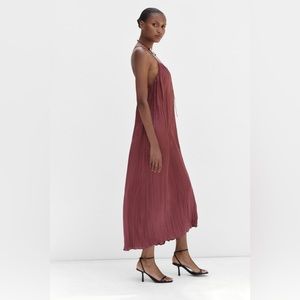 Zara Flowy Midi Slip Dress Pleated/Wrinkled Look